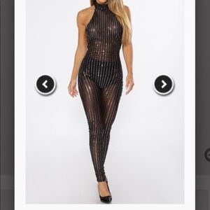 New Fashion Nova Sheer Sequins Jumpsuit